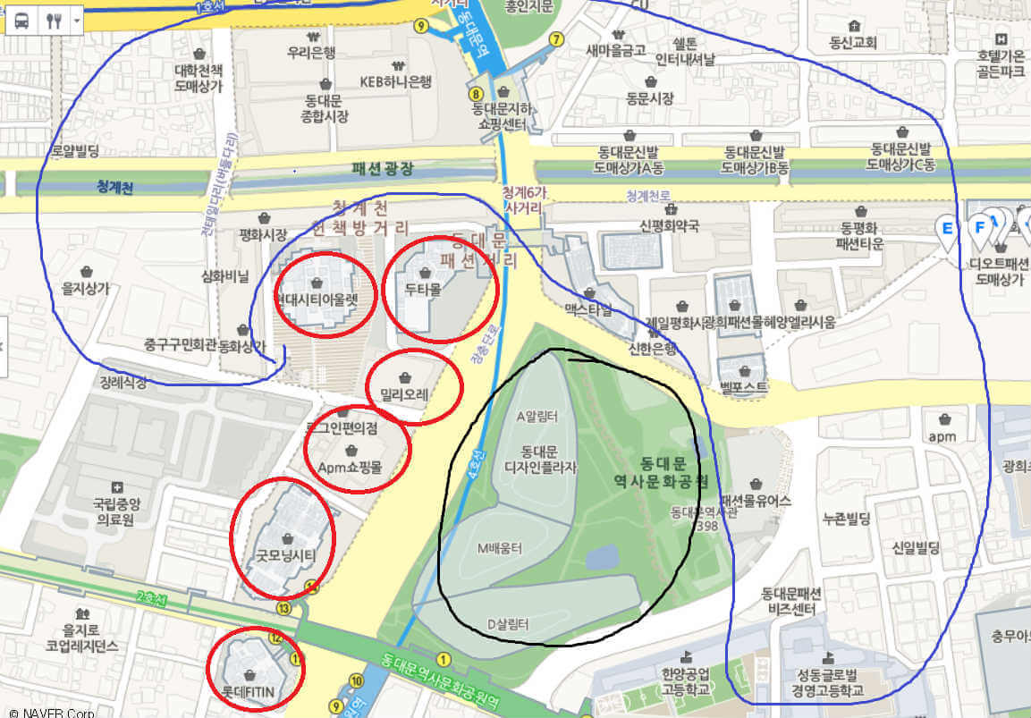 동대문 쇼핑 지도 1