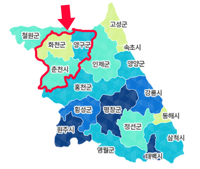 춘천 세무서 관할구역 지도 1